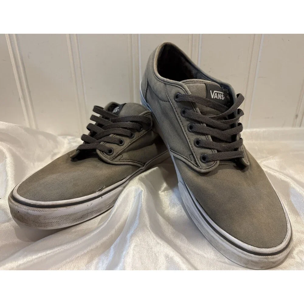 VANS Men's Gray Canvas Sneakers Skateboarding Shoes Lace Up Size 13